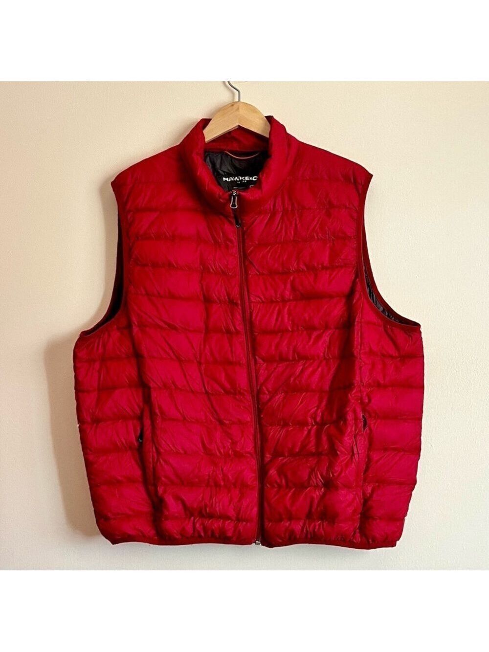 Hawke & Co Sport Red Packable Puffer Vest Zip Front Lightweight Size L Gorpcore